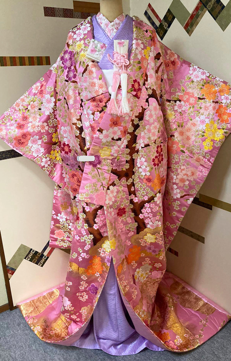 色打掛　ピンク地染井吉野　衣装レンタル　衣装　和装　結婚式